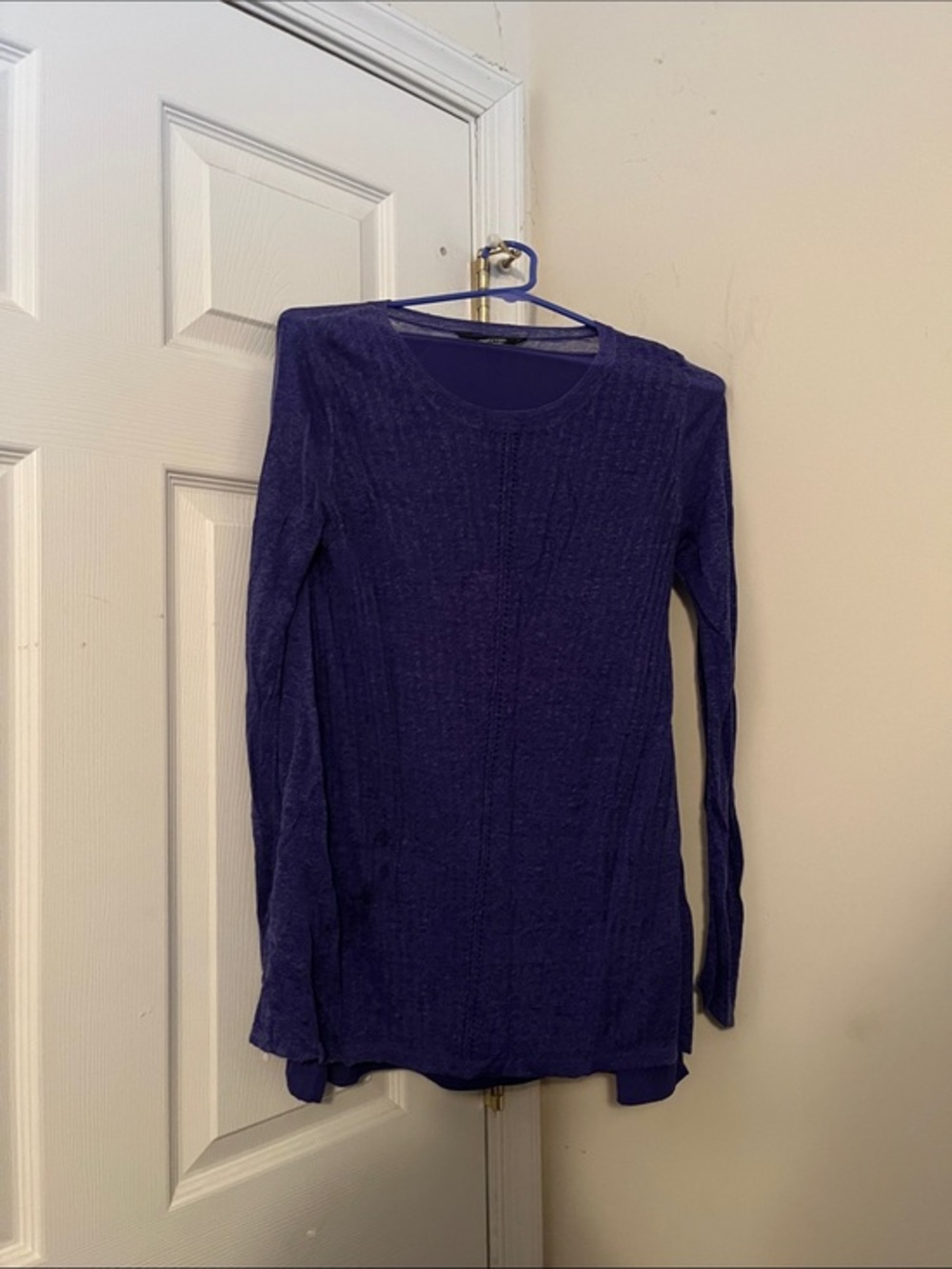 Women's Long Sleeve Crewneck Blouse - Purple